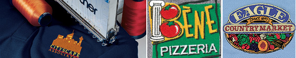 Samples of WeargGuard custom embroidery.